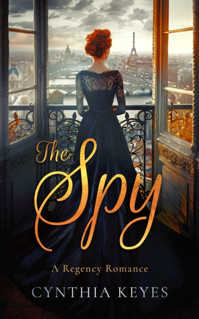 The Spy book cover features a woman in a black dress overlooking Paris.
