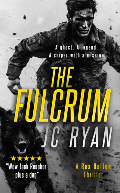 Book cover for "The Fulcrum" featuring a soldier and a dog.