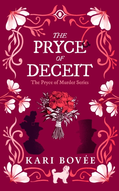 Book cover for The Pryce of Deceit with floral and silhouette designs.