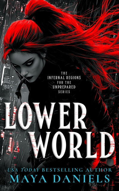 Book cover for Lower World featuring a woman with red hair and a city background.