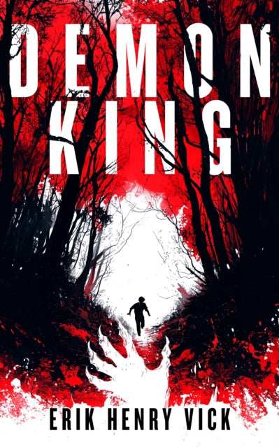 Demon King book cover with a person running from a giant claw in a dark forest.