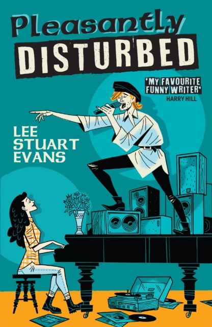 Book cover for "Pleasantly Disturbed" featuring a singer and a pianist.