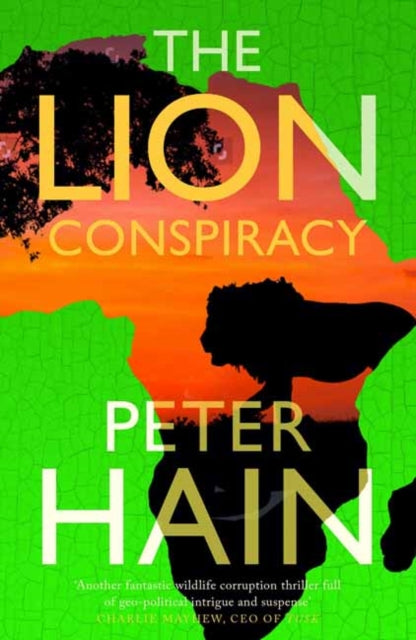 The Lion Conspiracy book cover featuring a lion silhouette against an African map.