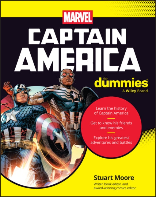Captain America For Dummies book featuring comic art of Captain America.