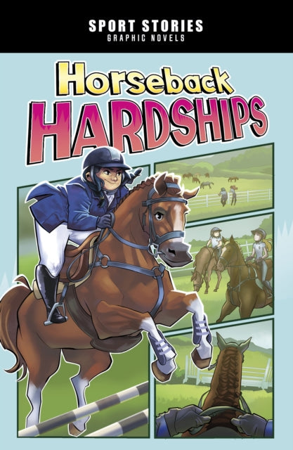 Graphic novel cover for Horseback Hardships featuring a young rider on a horse.