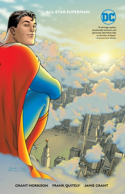 Superman sits in the clouds overlooking a city, with the title "All-Star Superman" above.