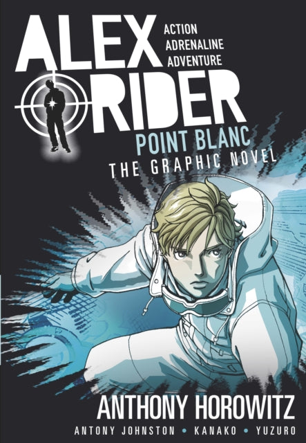 Alex Rider Point Blanc graphic novel cover with a young man in a white jacket.
