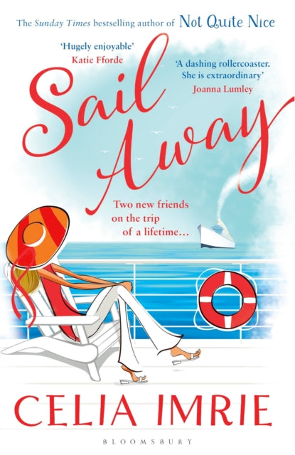 Book cover for "Sail Away" by Celia Imrie featuring a woman on a cruise ship.