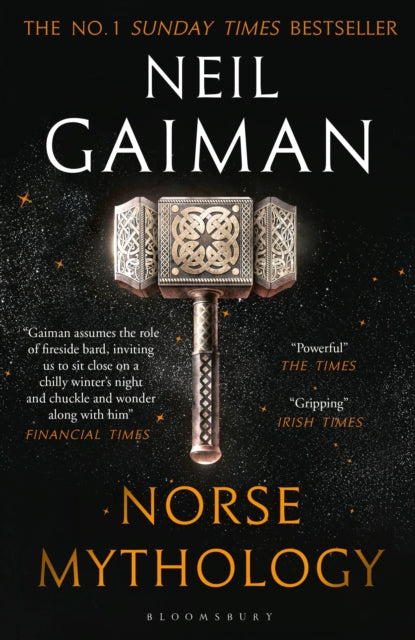 Norse Mythology by Neil Gaiman, featuring Thor's hammer on the cover.