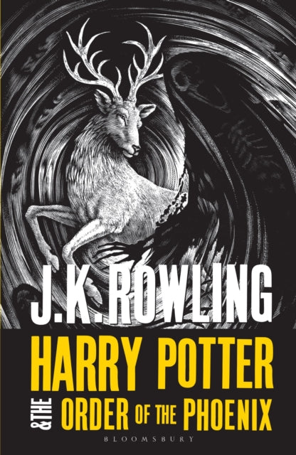 Harry Potter and the Order of the Phoenix book cover with a stag illustration.