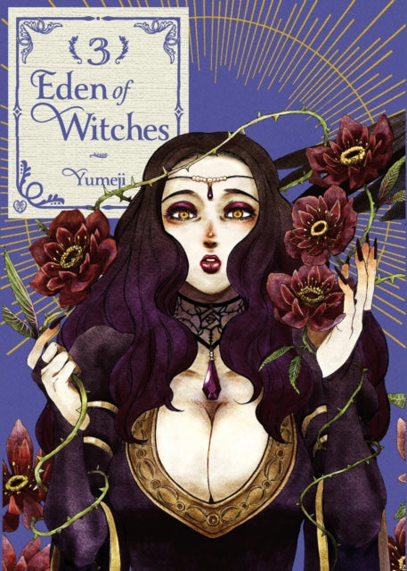 Eden of Witches Volume 3 manga cover art featuring a witch with dark hair and yellow eyes.