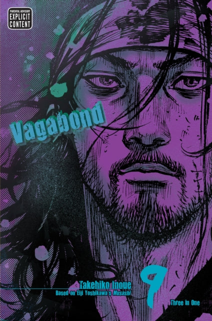Vagabond Vol. 9 VIZBIG Edition manga cover featuring a close-up of Miyamoto Musashi.
