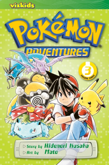 Pokemon Adventures Vol. 3 manga cover featuring Red, Pikachu, and other Pokemon.