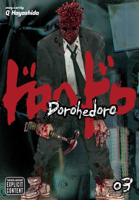 Dorohedoro Vol. 3 manga cover featuring a character with a bloody, heart-like mask.