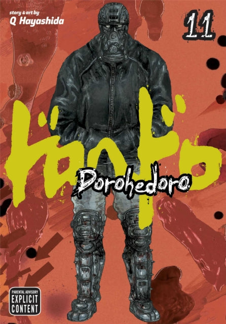 Dorohedoro, Vol. 11 manga cover featuring a masked figure in a black jacket and armored pants.
