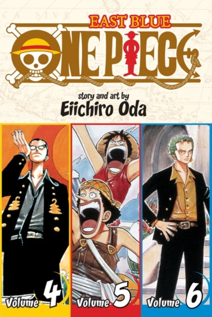 One Piece East Blue manga cover featuring volumes 4, 5, and 6 with characters.