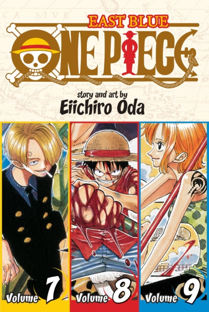 One Piece East Blue Omnibus Edition Vol 3 cover art featuring Sanji, Luffy, and Nami.