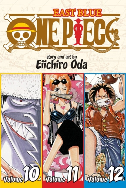 One Piece East Blue manga volumes 10, 11, and 12.