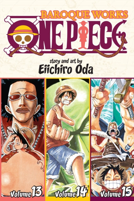 One Piece Baroque Works manga volumes 13, 14, and 15 cover art.