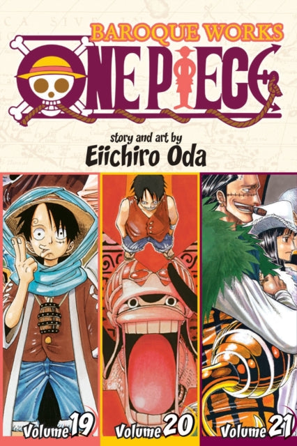 One Piece Baroque Works manga volumes 19, 20, and 21 featuring characters from the series.