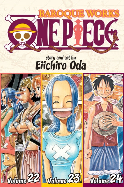 One Piece manga volumes 22, 23, and 24 featuring characters from the series.