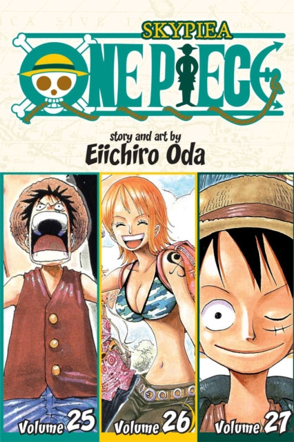 One Piece manga cover featuring characters Luffy and Nami from volumes 25, 26, and 27.