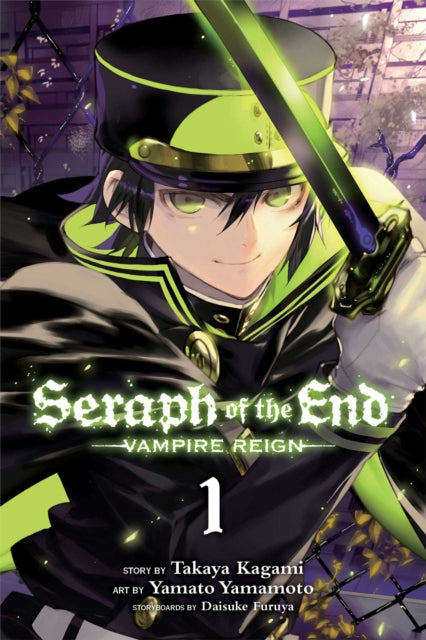 Seraph of the End, Vol. 1 manga cover featuring Yuichiro Hyakuya with a sword.