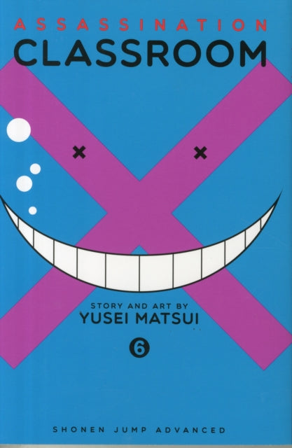 Assassination Classroom Vol. 6 manga cover with a blue background and a smiling face.