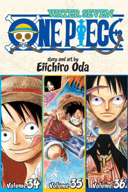 One Piece Water Seven volumes 34, 35, and 36 manga collection.