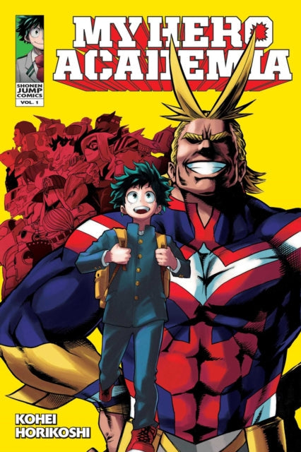 My Hero Academia Vol. 1 cover art features Deku and All Might.