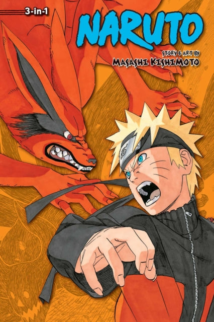 Naruto 3-in-1 Vol 17 cover art features Naruto and the Nine-Tails Fox.