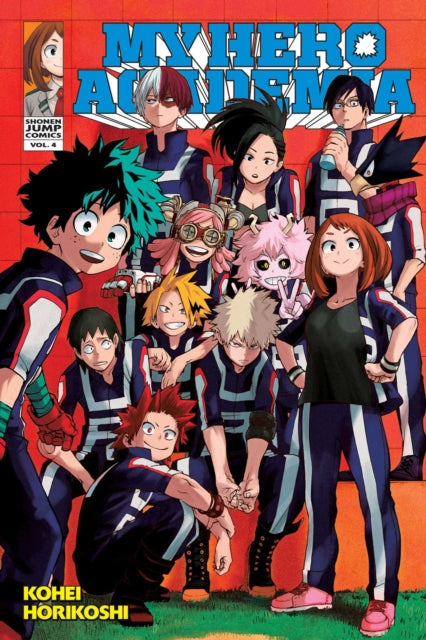 My Hero Academia, Vol. 4 manga cover featuring anime characters in school uniforms.