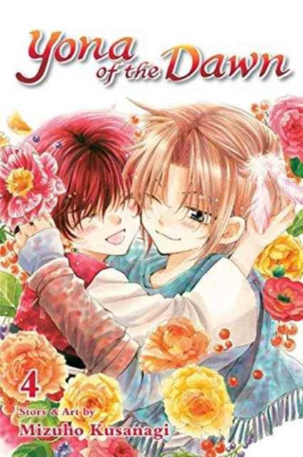 Yona of the Dawn, Vol. 4 manga cover featuring two anime characters embracing.
