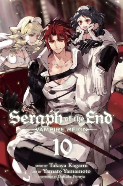 Seraph of the End, Vol. 10 manga cover featuring three anime characters.