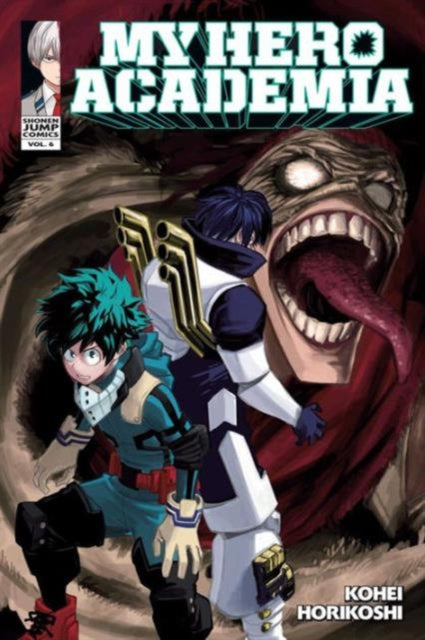 My Hero Academia, Vol. 6 manga cover featuring Deku and Iida facing a monster.