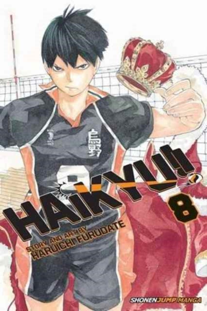 Haikyu!! Vol. 8 manga cover featuring Shoyo Hinata holding a crown.