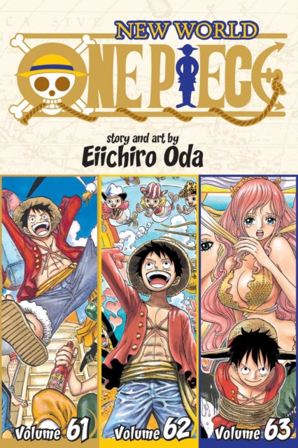 One Piece New World manga volumes 61, 62, and 63 featuring Luffy and other characters.