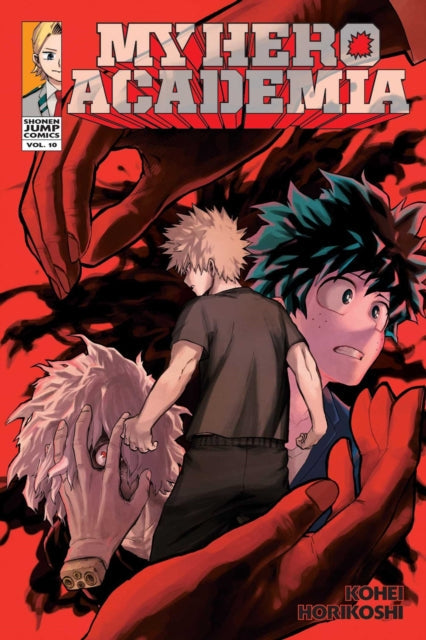 My Hero Academia, Vol. 10 manga cover featuring characters in a dramatic scene.