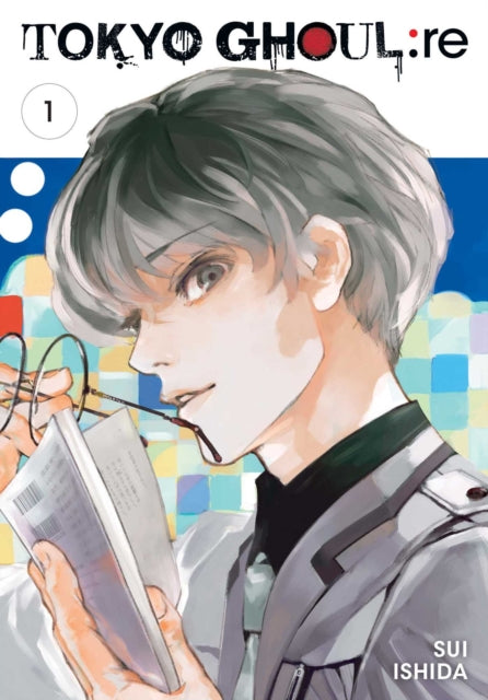 Tokyo Ghoul: re, Vol. 1 manga cover featuring Haise Sasaki holding glasses and a book.