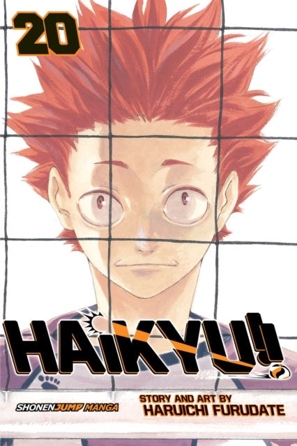 Haikyu!! Vol. 20 manga cover featuring a character with spiky red hair behind a net.