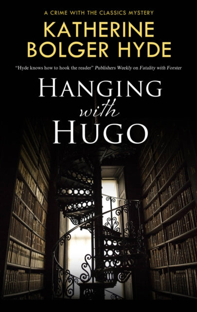 Book cover for "Hanging with Hugo" featuring a spiral staircase in a library.