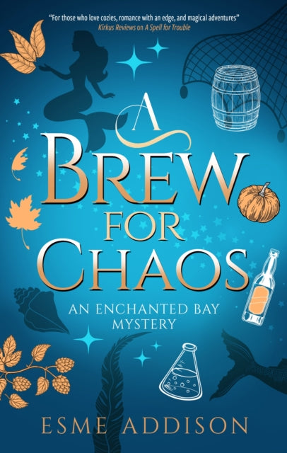 A Brew for Chaos book cover with a mermaid, pumpkin, and bottle.