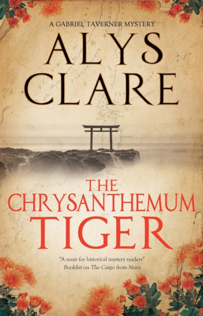 The Chrysanthemum Tiger book cover with Japanese torii gate and chrysanthemums.