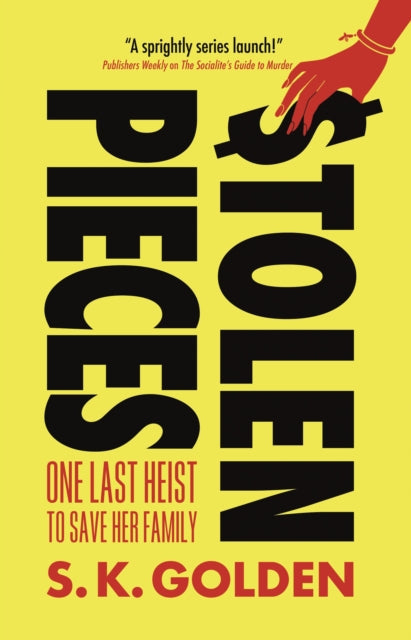 Stolen Pieces book cover with bold black text on a yellow background.