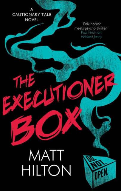 The Executioner Box book cover with a black background and teal smoke.
