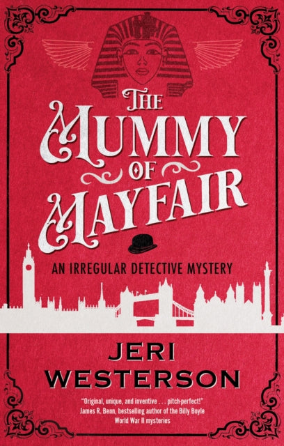 The Mummy of Mayfair book cover with Egyptian and London imagery.