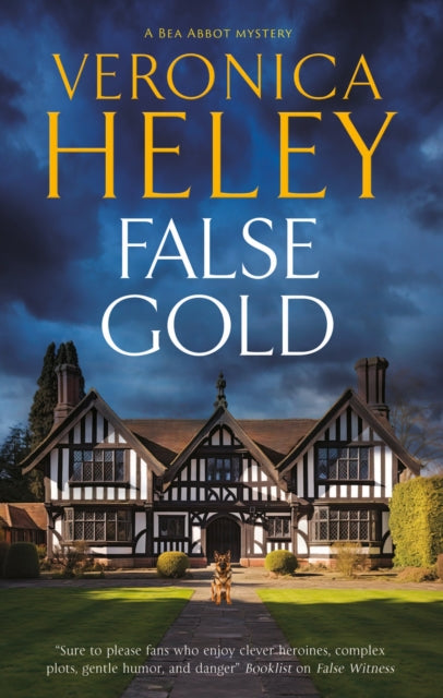 False Gold book cover featuring a Tudor-style house and a dog.