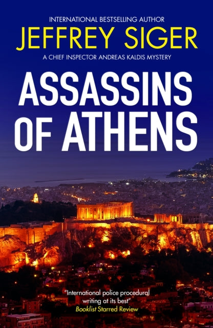 Assassins of Athens book cover featuring Jeffrey Siger and the Acropolis.