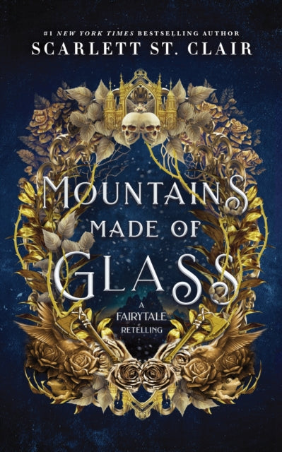 Mountains Made of Glass book cover with ornate gold floral and skull design.