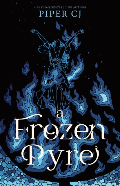 A Frozen Pyre book cover with a figure engulfed in blue flames.